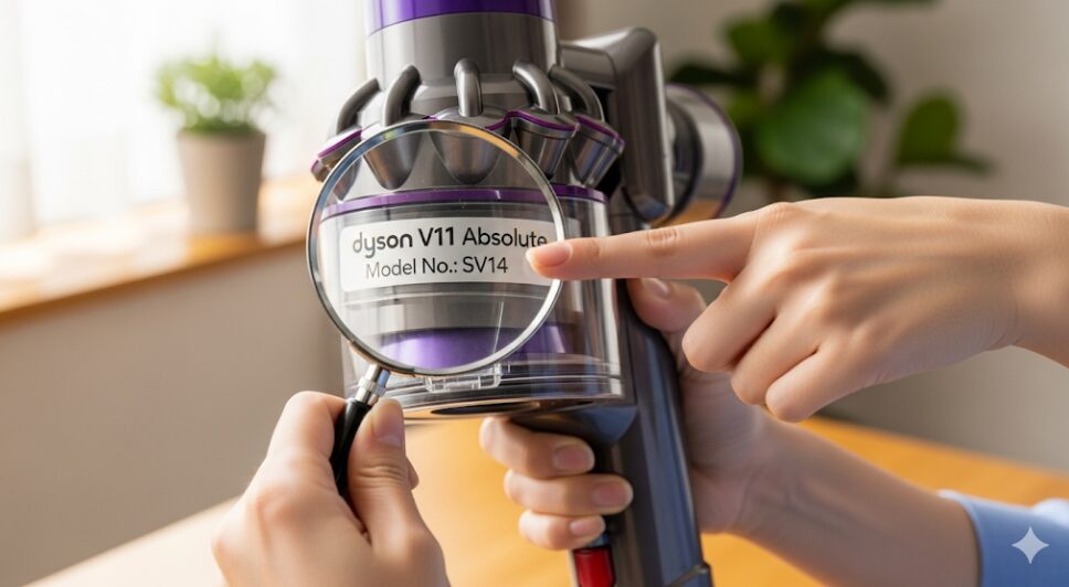 ダイソン掃除機のSV型式を確認するイメージ