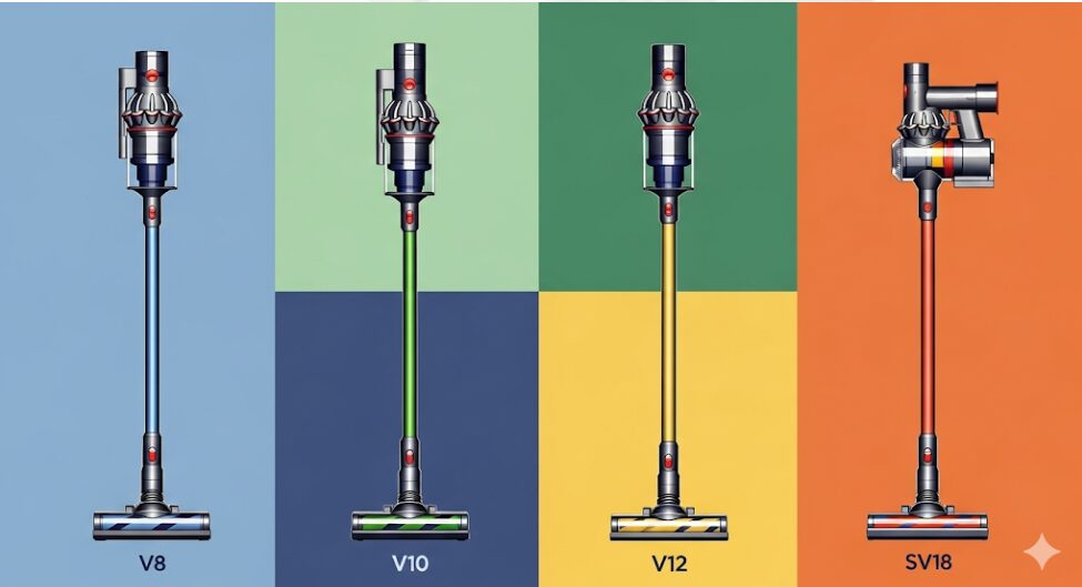 ダイソンV8 V10 V12 Digital Slimの違いを比較するイメージ