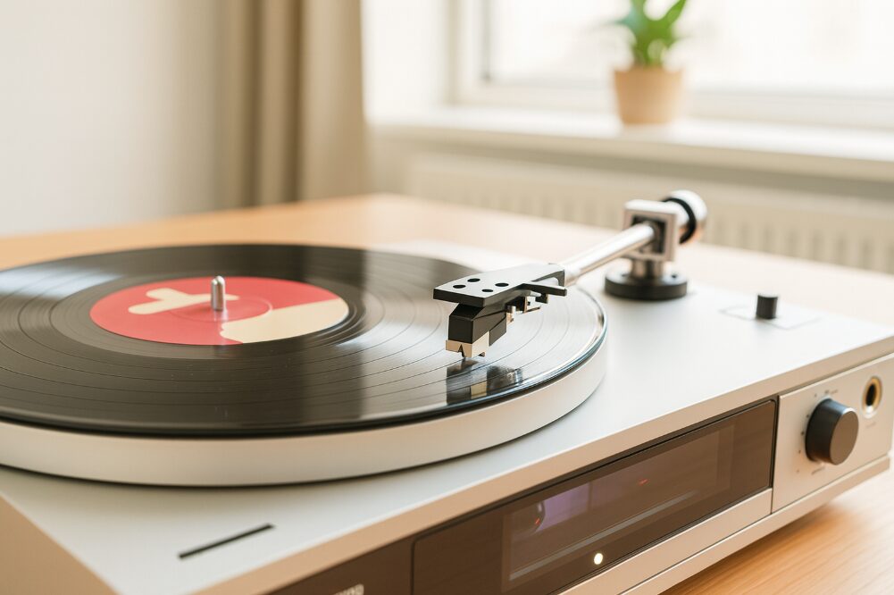 レコードプレーヤーに針が落ちる瞬間