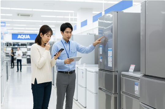 情報を見ている日本人女性