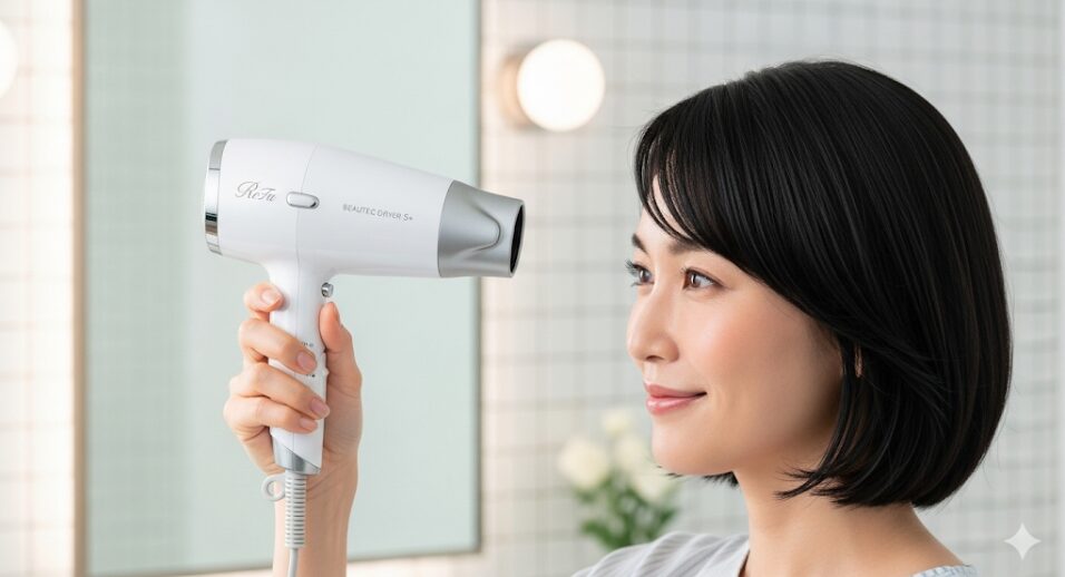 片手で楽に持っている日本人の女性
