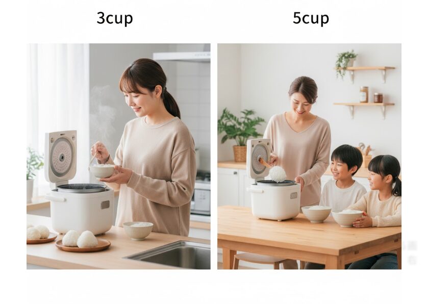 3合炊きと5合炊きの炊飯器