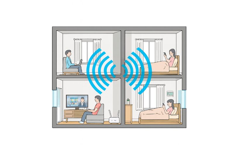 5GHz帯の特性を示す家の断面図