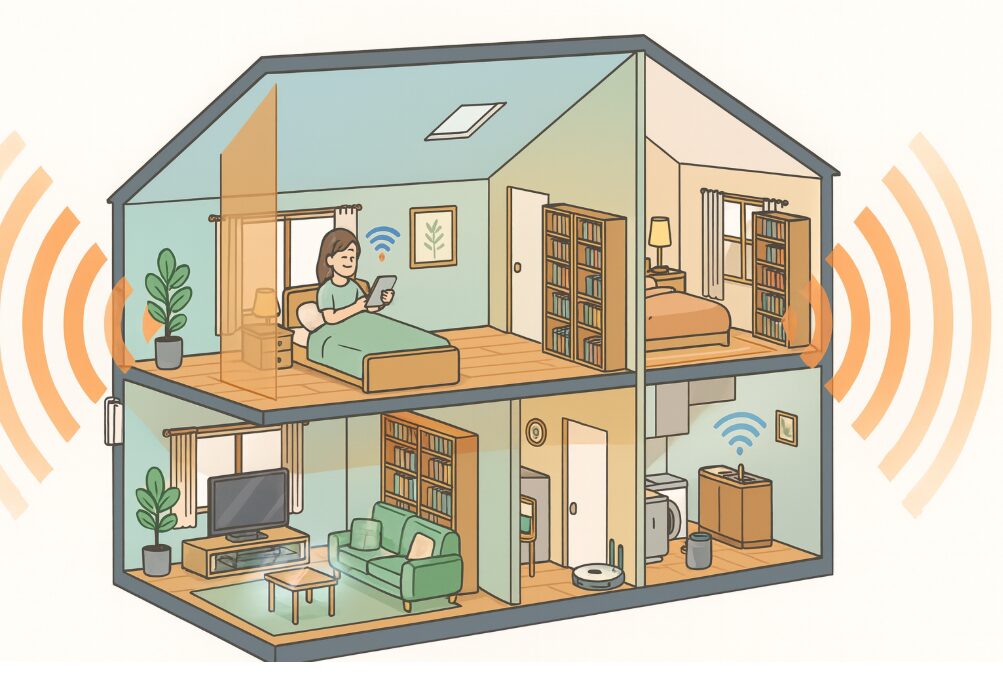 ルーターから離れた部屋まで届いている様子。