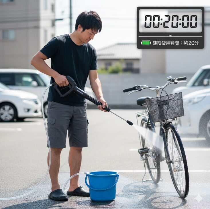 連続使用時間が約20分であることを示唆している。