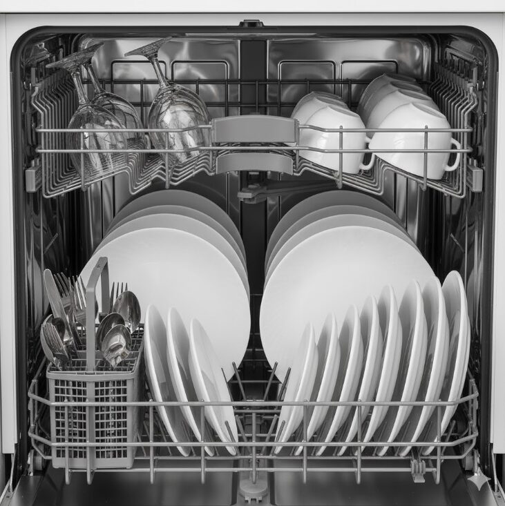 食洗機内で食器が正しく配置されている様子
