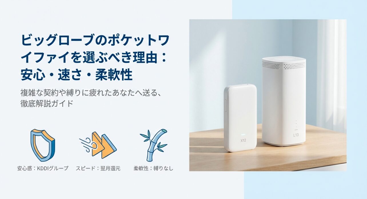 S1_BIGLOBEポケットWiFiを選ぶべき理由（安心感・スピード・柔軟性）のまとめスライド