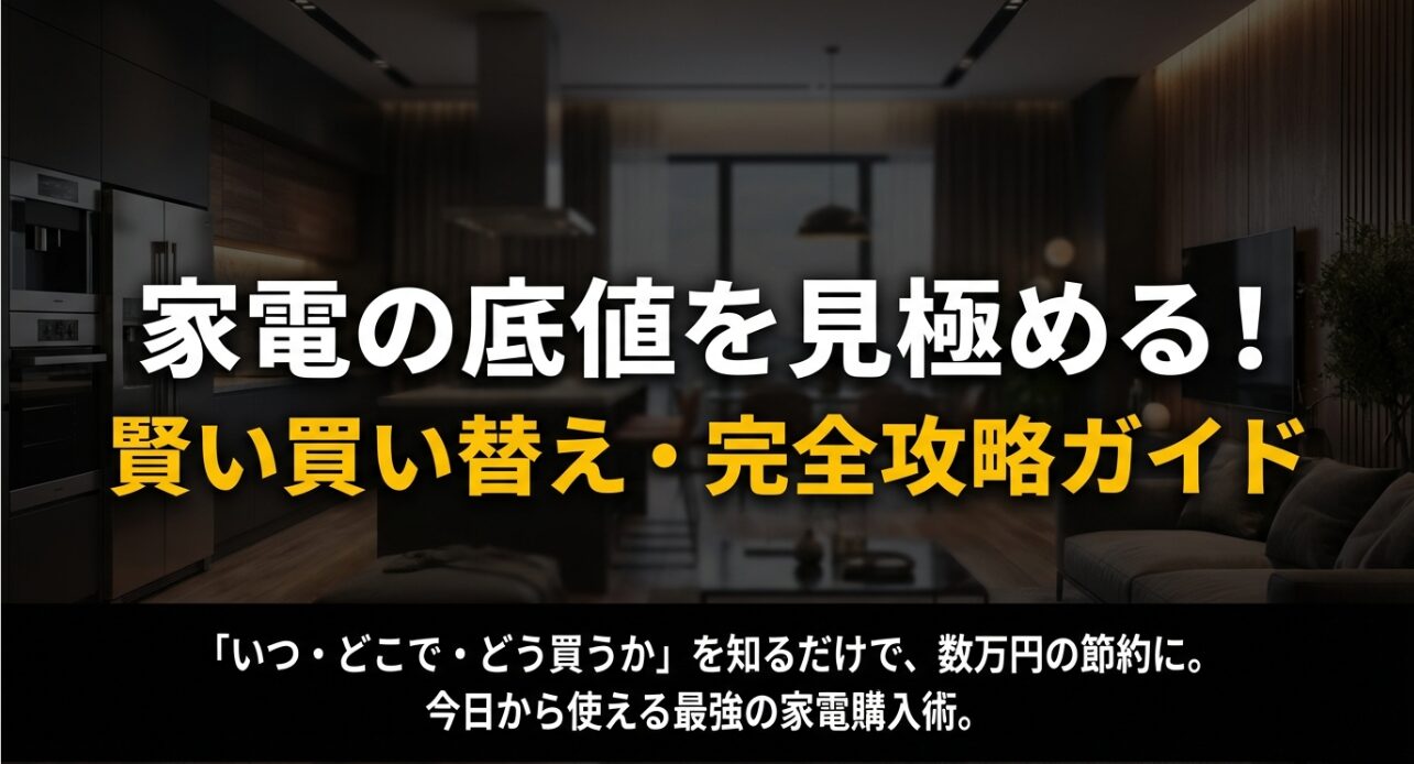 家電の底値を見極めるための買い替え攻略ガイドの表紙スライド。