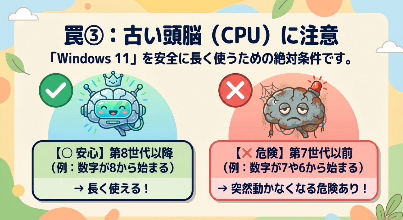 Windows 11対応に必須の第8世代以降のCPUと古い世代のリスク