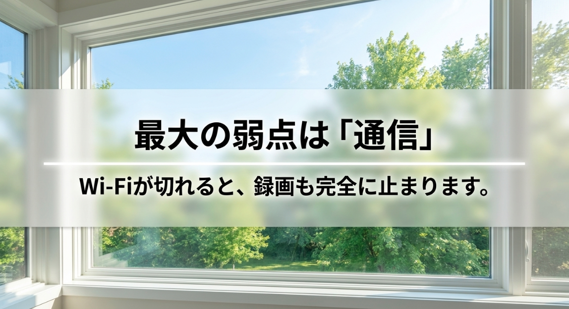防犯カメラの最大の弱点は通信であり、Wi-Fiが切れると録画も完全に止まるリスク