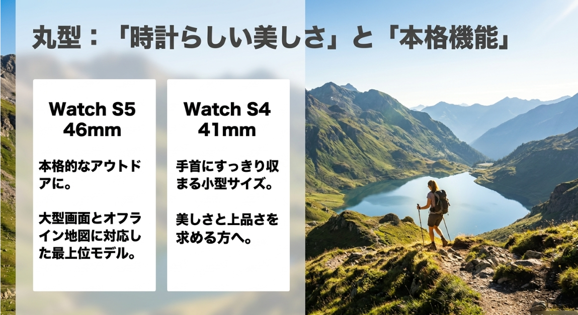 丸型のXiaomi Watch S5 46mmとXiaomi Watch S4 41mmのデザインと機能の違い