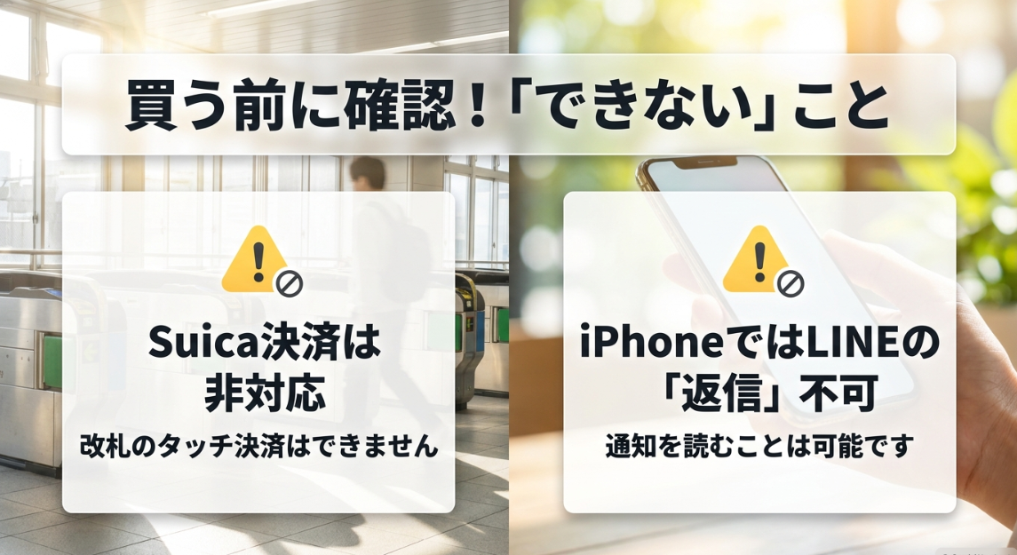 Amazfitを買う前に確認したい注意点|Suicaによる改札のタッチ決済は非対応、iPhoneではLINEの通知を読むことは可能だが返信は不可